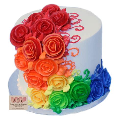 1540 Frosting Roses In Rainbow Colors Abc Cake Shop