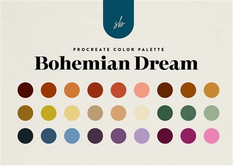 Bohemian Dream Procreate Color Palette Blue Beige Bro