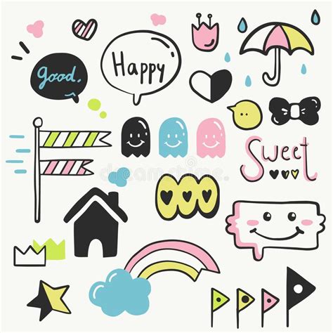 Cute Doodle Set Of Hand Doodle Objects Stock Vector Illustration Of