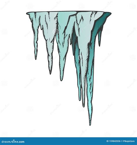 Stalactite Ancient Cave Element Color Vector Stock Vector