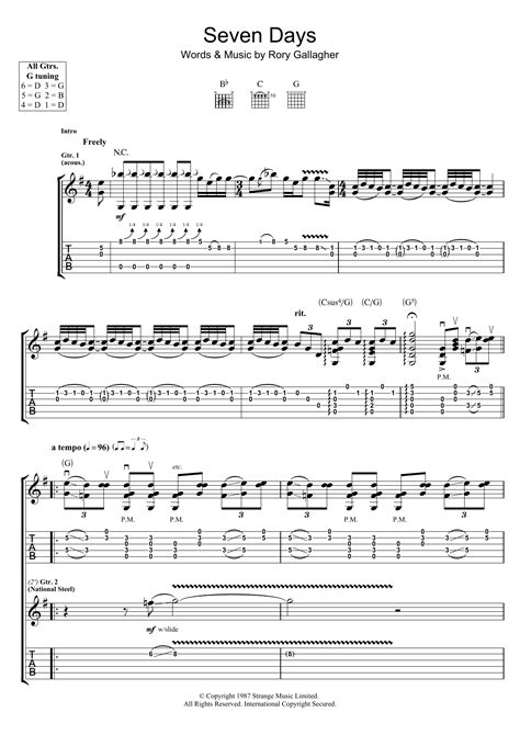 Seven Days By Rory Gallagher Guitar Tab Guitar Instructor