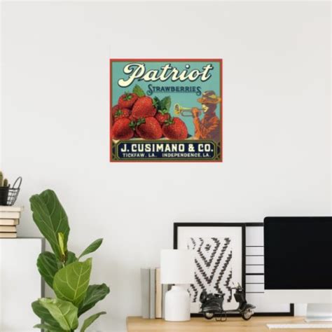 Vintage Fruit Crate Label Art Patriot Strawberries Poster Zazzle
