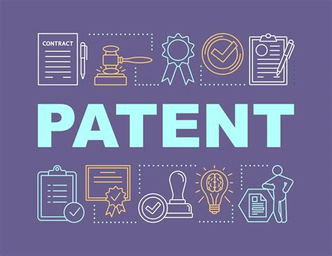 Patent Word Concepts Banner Copyright Invention Licensing Authors Rights Legal Protection