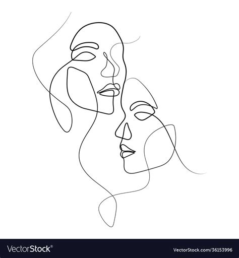 Beautiful Female Face Line Art Drawing Royalty Free Vector
