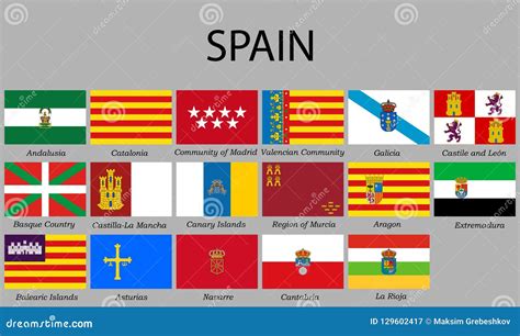 Todas As Províncias Das Bandeiras Da Espanha Ilustração Stock