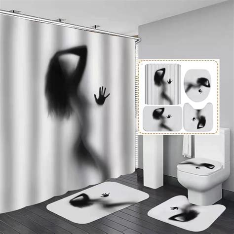 Nude Women Shadow Shower Curtain With Hook Hot Sexy Girl Bathroom Set