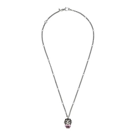 Gucci Lion Head Necklace With Purple Crystal In Metallic Lyst