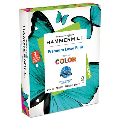 Hammermill Premium Laser Print Paper 98 Bright 3 Hole 24lb 85 X