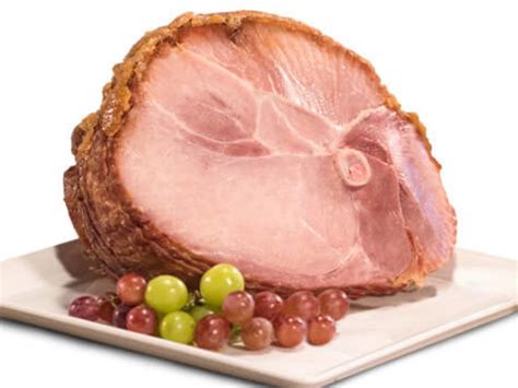 pork cured ham with natural juices spiral slice boneless separable lean and fat unheated