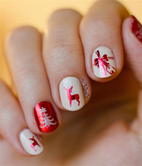 Phd Nails Reindeer Wrapping Paper Inspired Nail Art With Foil Stamping
