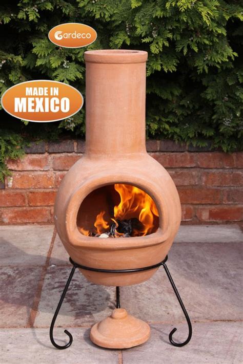 Gardeco Large Mexican Chiminea Colima Natural Terracotta