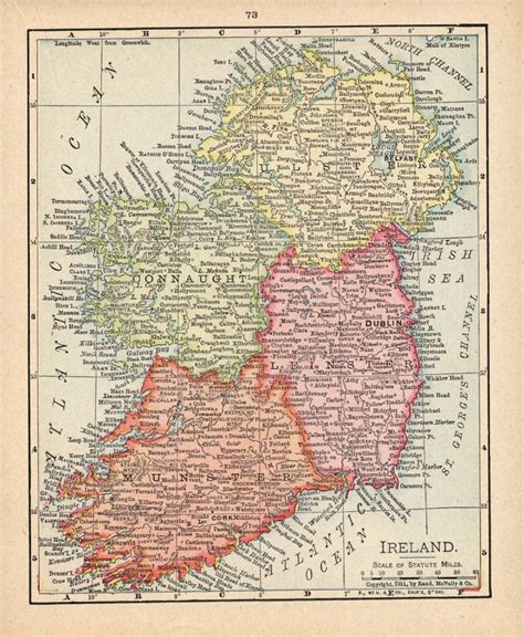 1911 Antique Ireland Map Vintage Map Of Ireland Wall Art T Etsy