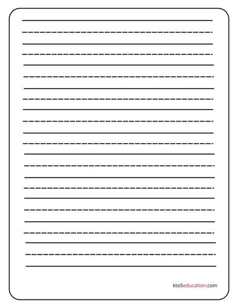 Free Kindergarten Handwriting Paper Printable Worksheet