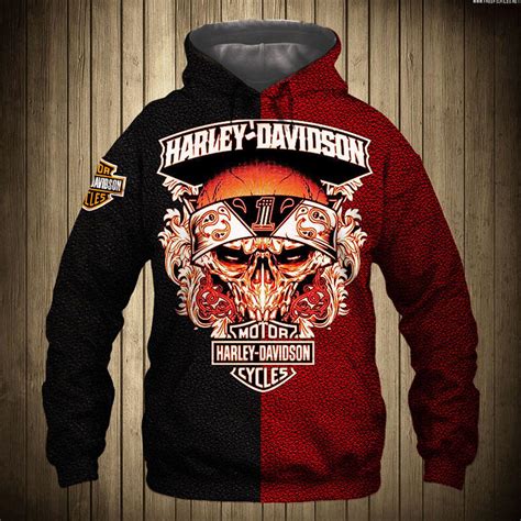 Harley Davidson Skull Red Black D Shirt Maria