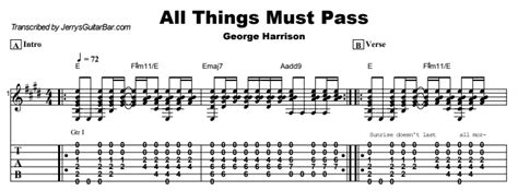 George Harrison All Things Must Pass Guitar Lesson Tab And Chords
