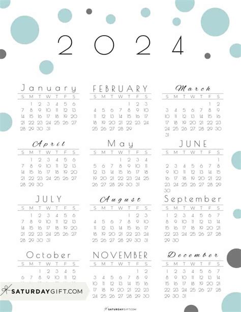 2024 Calendar Printable 18 Cute And Free 2024 Yearly Calendar Templates
