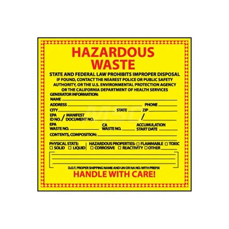 NMC Hazardous Materials Label 63376958 MSC Industrial Supply