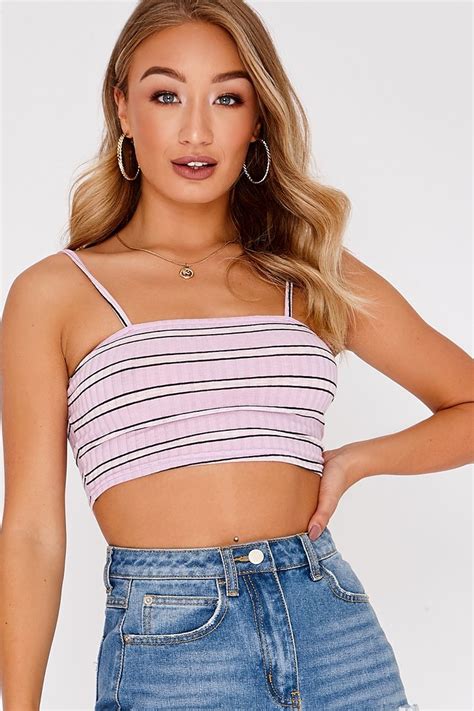 Oralia Lilac Stripe Strappy Crop Top Crop Top Fashion Crop Top With Jeans Crop Tops