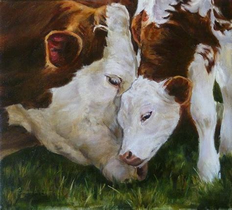 Blessed Afternoon Herefords Cow And Calf Oil Painting Farm Etsy In