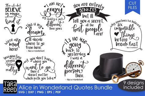 Alice In Wonderland Quotes Bundle Graphic By Tarareeddesigns Creative