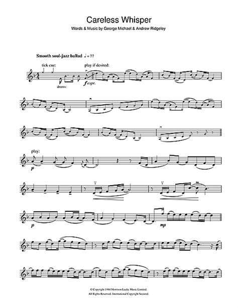 Backing track & sheet music for saxophone. Careless Whisper sheet music by George Michael (Violin ...