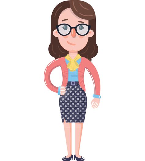 Flat Brunette Female Teacher Cartoon Character Graphicmama