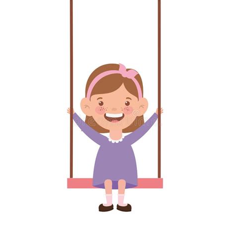 Baby Girl On Swing Vector Stock Vector Illustration Of Joyful 2402235