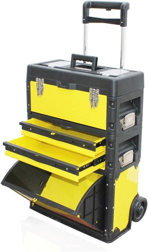 HJXX Werkzeugkoffer Stapelbare Toolbox Rollmobil Organizer Mit Comfort