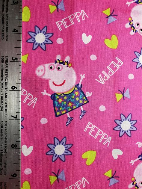 Peppa Pig Toss Fabric Single Yard 100 Cotton For Clothing Etsy