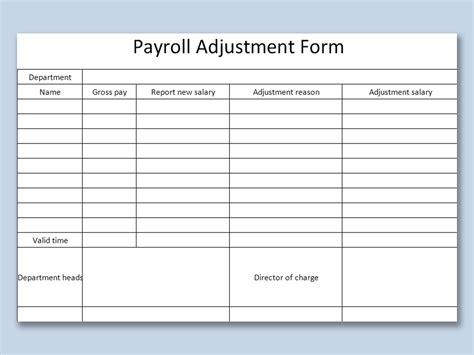 Excel Of Payroll Adjustment Formxls Wps Free Templates