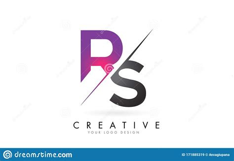 Rs R S Letter Logo With Color Block Design And Creative Cut Stock