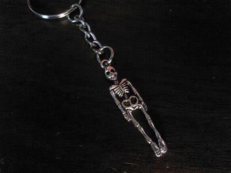 Custom Skeleton Keychain Halloween Keychain Spooky Skull Etsy