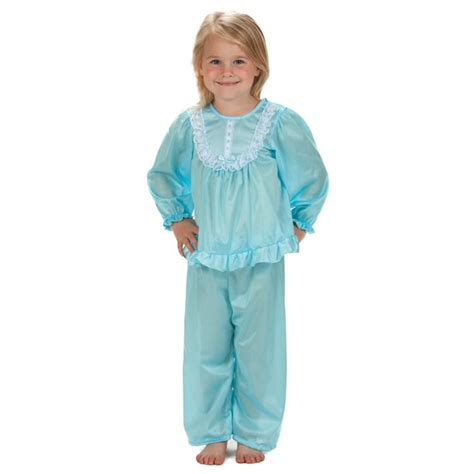 Laura Dare Girls Long Sleeve Traditional Pj Set In Solid Colors 4 14
