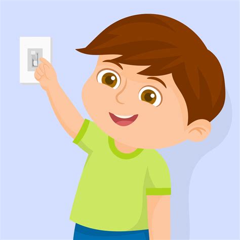 A Child Turning Off The Light Switch 3546475 Vector Art At Vecteezy