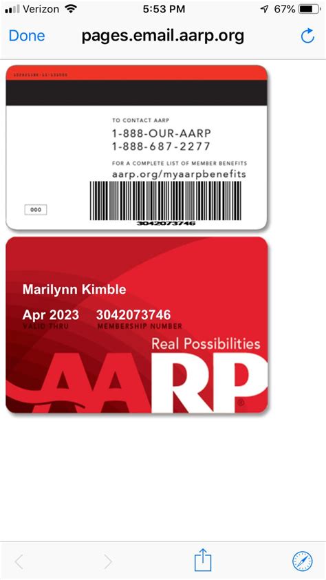 Printable Fake Aarp Card Template