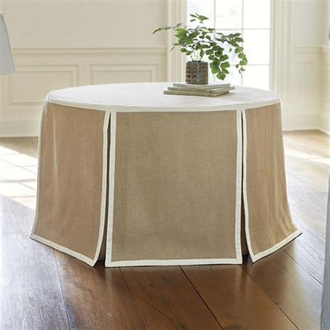 Round Table Skirt With Grosgrain Ribbon Trim Linen Etsy Party Table