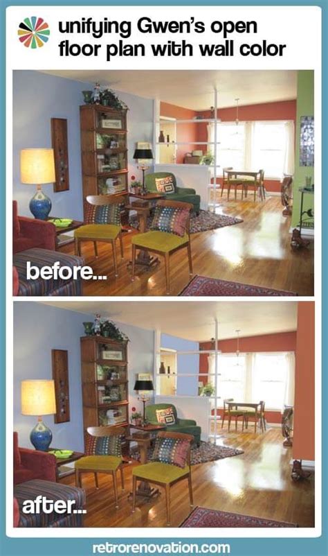 If you have an open floor plan, you may assume that you need to paint every room the same color since the rooms are visibly connected. Helping Gwen to unify her open floor plan with her favorite paint colors - Retro Renovation