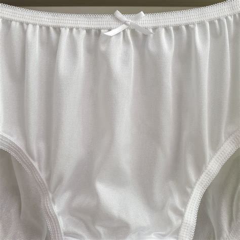vintage silky nylon panties sheer white bikini soft b… gem