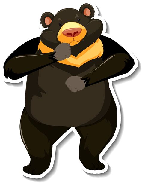 Asian Black Bear Animal Cartoon Sticker 4650524 Vector Art At Vecteezy