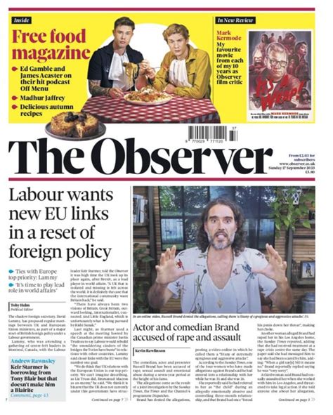 Observer Front Page 17th Of September 2023 Tomorrow S Papers Today
