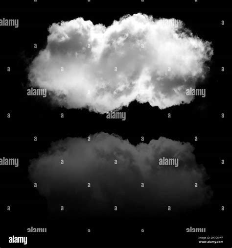 Soft White Cloud Flying Isolated Over Black Background Illustration