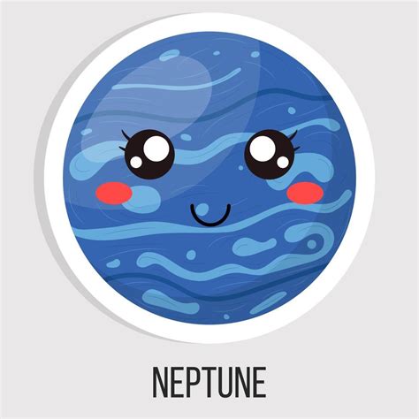 Dibujos Animados Lindo Planeta Neptuno Aislado Sobre Fondo Blanco