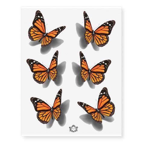 Large Monarch 3d Butterfly Temporary Tattoos Zazzle Realistic