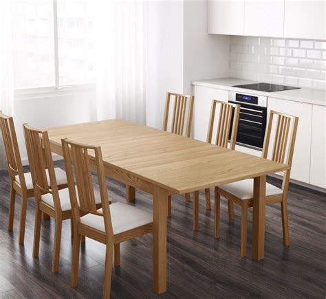 Good Condition Ikea Norden Extendable Solid Birch Dining Table And 6