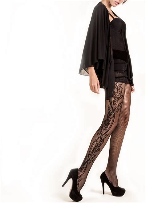 Side Whimsical Floral Inset Fishnet Tights Floral Tights Fishnet