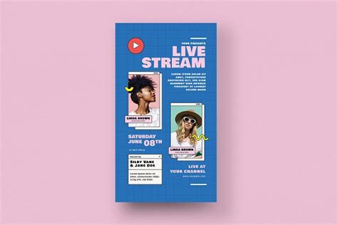 Live Stream Event Flyer Set Creative Illustrator Templates ~ Creative