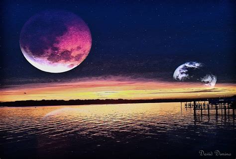 2 Moons 1 Sunset Pics