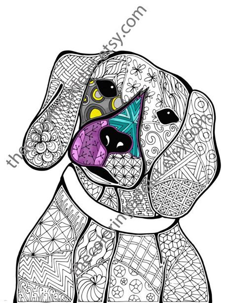 zentangle dog colouring page, animal colouring, zentangle coloring