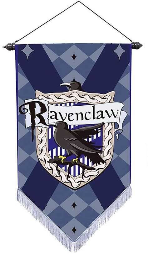 The Ravenclaw Banner Is Hanging On A Wall With Fringes And An Emblem