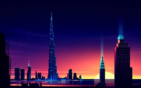 Dubai Burj Khalifa Minimalist Hd Artist 4k Wallpapers Images